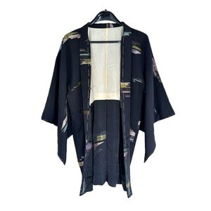 Vintage Unisex Japanese Haori Jacket With Metallic Threads